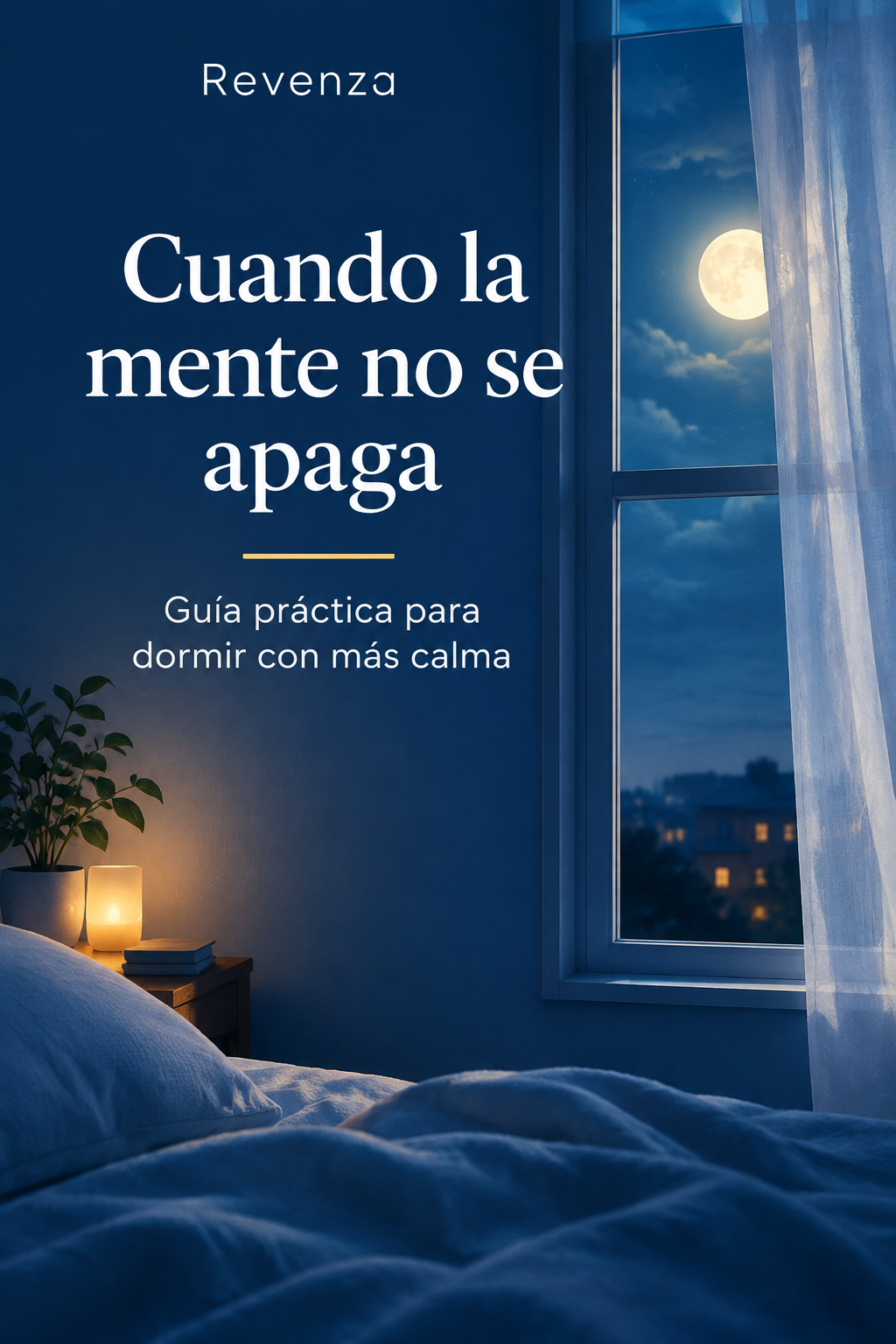 Portada del ebook Cuando la mente no se apaga en tonos azul noche.